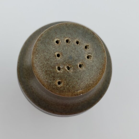 Denby Langley Sherwood Salt & Pepper Shakers Olive Green Brown Ribbed Shakers - Picture 5 of 7